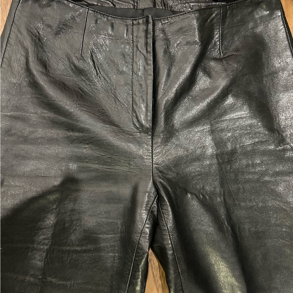 SIENA STUDIO 100% leather black Sz 4 women’s pants. Straight leg style